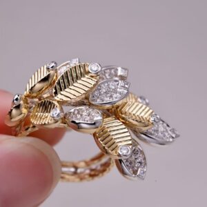 Auric & Argent Leaf Cluster Ring
