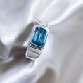 Emerald Cut Fancy Blue Bezel Ring