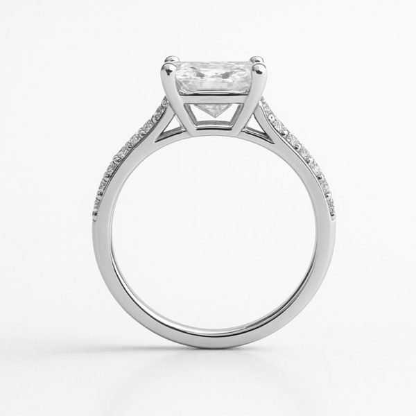 Princess-Cut Pavé-Band Diamond Solitaire Ring (2) Princess-Cut Pavé-Band Diamond Solitaire Ring (2)