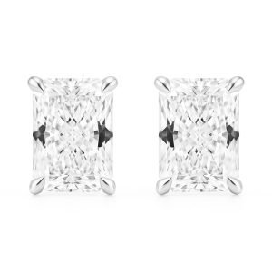 Radiant-Cut Four-Claw Diamond Stud Earrings