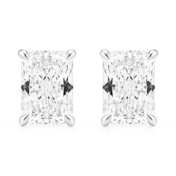 Radiant - Cut Four - Claw Diamond Stud Earrings Radiant - Cut Four - Claw Diamond Stud Earrings