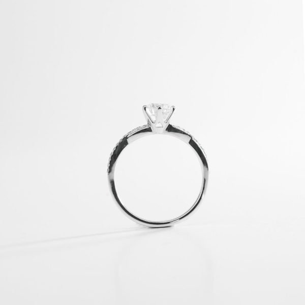 Round Brilliant Pavé-Band Diamond Solitaire Ring (2)
