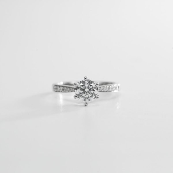 Round Brilliant Pavé-Band Diamond Solitaire Ring (4)