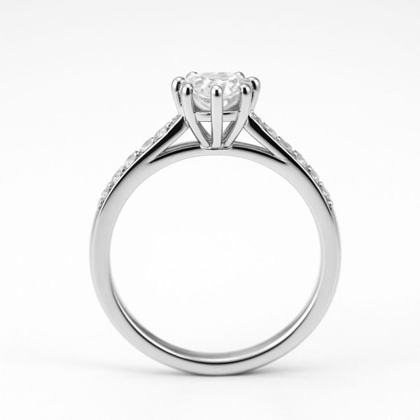 Round Brilliant Pavé-Shoulder Diamond Solitaire Ring (2) Round Brilliant Pavé-Shoulder Diamond Solitaire Ring (2)