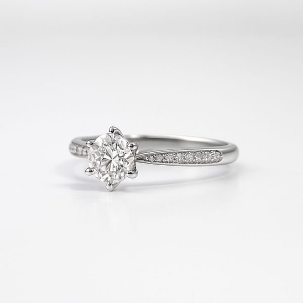 Round Brilliant Pavé-Shoulder Diamond Solitaire Ring (3) Round Brilliant Pavé-Shoulder Diamond Solitaire Ring (3)