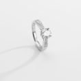 Round Brilliant Pinched Pavé-Shoulder Diamond Solitaire Ring