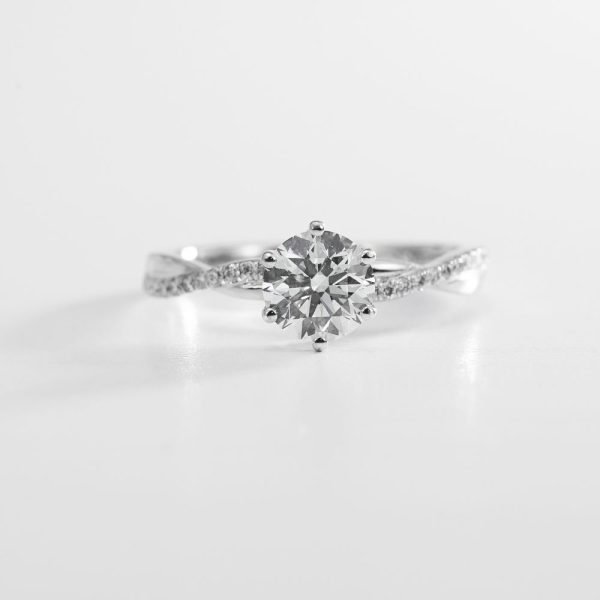 Round Brilliant Twisted Pavé Diamond Solitaire Ring (2.2) Round Brilliant Twisted Pavé Diamond Solitaire Ring (2.2)