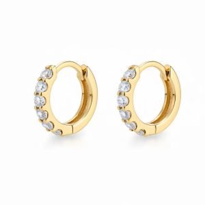Aurora Scallop Pavé Huggie Hoops in Silver/18K Gold Vermeil (0.50ct total)