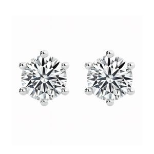 Classic Six-Prong Diamond Stud Earrings in 18K Gold/Platinum